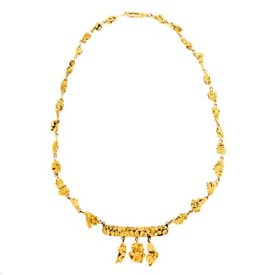 Lot 1053 - Gold Nugget Pendant-Necklace