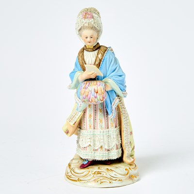 Lot 292 - Meissen Porcelain Figure of a Lady with a Muff
