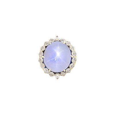 Lot 30 - Two-Color Gold, Star Sapphire and Diamond Ring