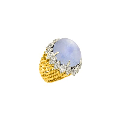 Lot 30 - Two-Color Gold, Star Sapphire and Diamond Ring