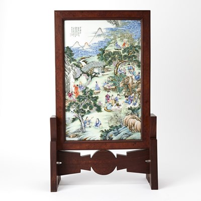 Lot 225 - A Chinese Enameled Porcelain Table Screen