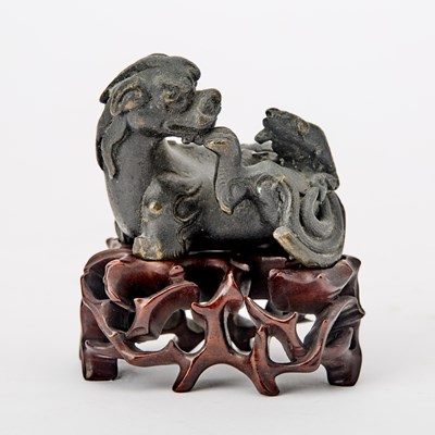 Lot 143 - A Small Chinese Cast Bronze Figure of a Qilin