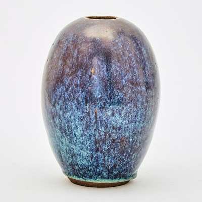 Lot 140 - A Chinese Flambe Glazed Yixing Pottery Vase