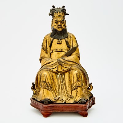 Lot 88 - A Chinese Gilt Bronze Figure of a Seated Daoist Immortal