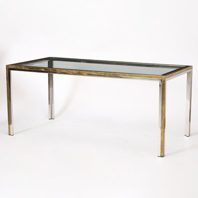 Lot 198 - Willy Rizzo Brass, Chrome and Glass Dining Table