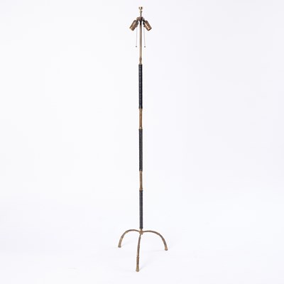 Lot 197 - Jacques Adnet Brass and Leather Floor Lamp