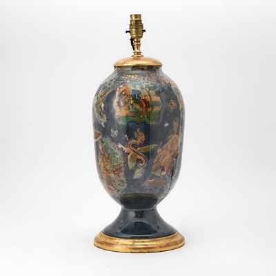 Lot 195 - Decalcomania Glass Table Lamp