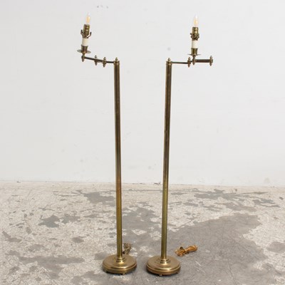 Lot 38 - Pair of Brass Swing-Arm Floor Lamps