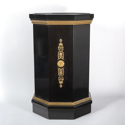 Lot 153 - Black Painted Wood and Gilt Metal Mounted Pedestal