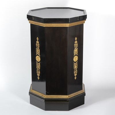 Lot 153 - Black Painted Wood and Gilt Metal Mounted Pedestal