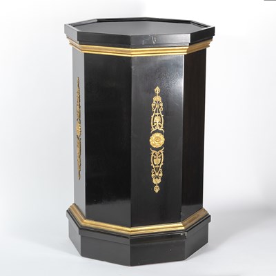 Lot 153 - Black Painted Wood and Gilt Metal Mounted Pedestal