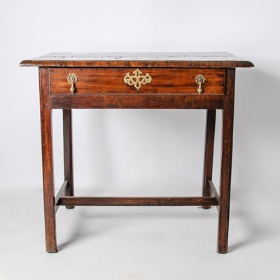 Lot 191 - English Oak and Inlaid Walnut One Drawer Table