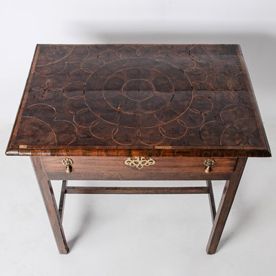 Lot 191 - English Oak and Inlaid Walnut One Drawer Table