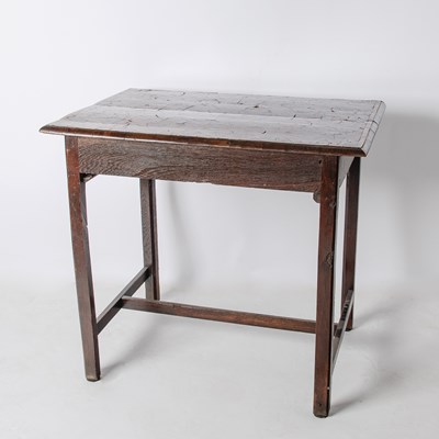 Lot 191 - English Oak and Inlaid Walnut One Drawer Table