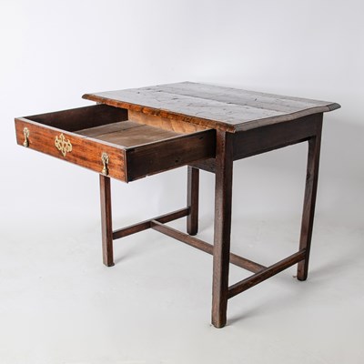 Lot 191 - English Oak and Inlaid Walnut One Drawer Table