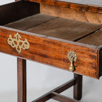 Lot 191 - English Oak and Inlaid Walnut One Drawer Table
