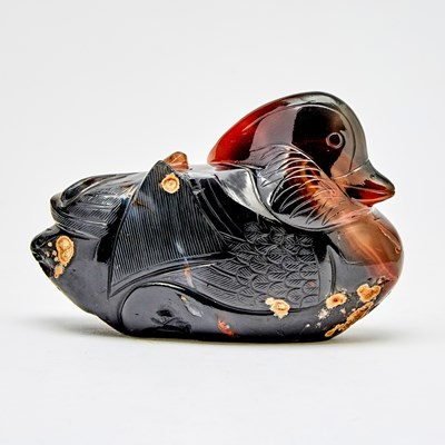 Lot 460 - A Chinese Agate Carving of a Duck