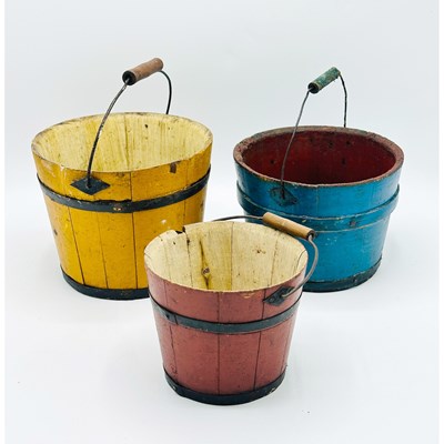 Lot 1183 - Group of Three Painted Pails