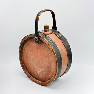 Lot 1186 - Black and Salmon Painted Pine Canteen