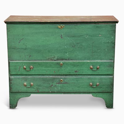 Lot 1164 - Green Painted Pine Chest Over Drawers