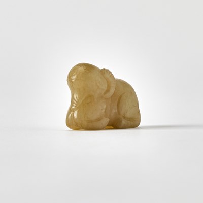 Lot 345 - A Chinese Celadon Jade Toggle of a Ram