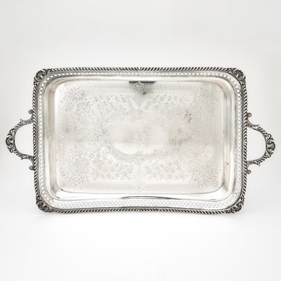 Lot 180 - Victorian Sterling Silver Two Handled Galleried Tray