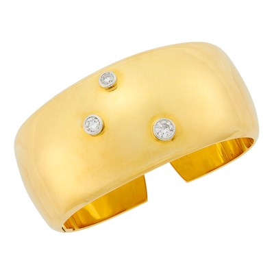 Lot 33 - Tiffany & Co., Paloma Picasso Gold, Platinum and Diamond Cuff Bangle Bracelet