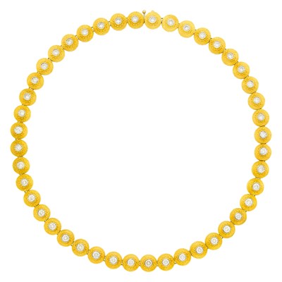 Lot 1017 - Gold and Diamond Necklace