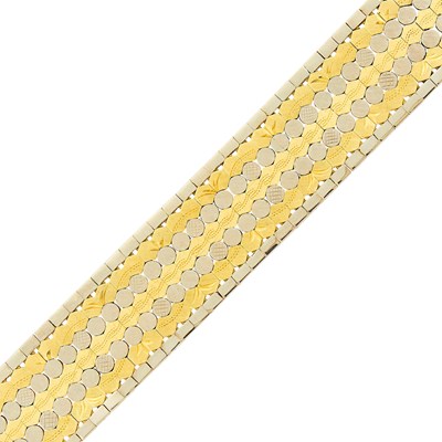 Lot 1021 - Two-Color Gold Link Bracelet