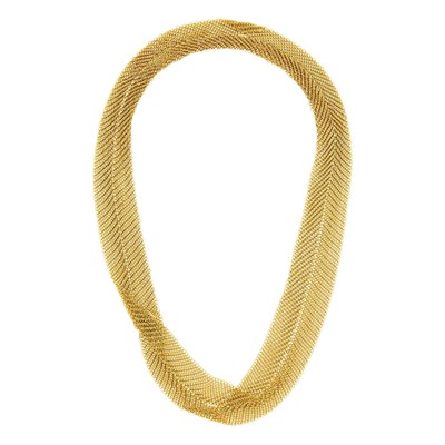 Lot 45 - Tiffany & Co., Elsa Peretti Gold 'Scarf' Wrap Mesh Necklace