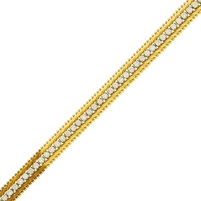 Lot 2158 - Two-Color Gold and Diamond Bracelet