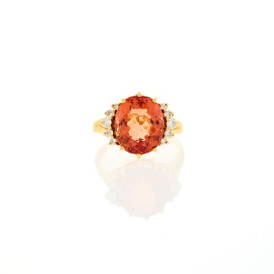 Lot 2152 - Gold, Topaz and Diamond Ring