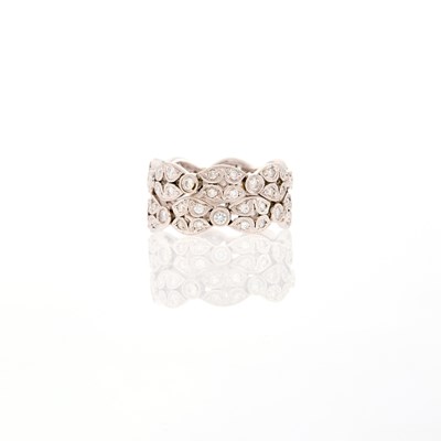 Lot 2077 - Wide White Gold and Diamond Band Ring