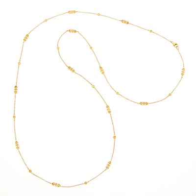 Lot 2092 - Long Gold and Diamond Chain Necklace