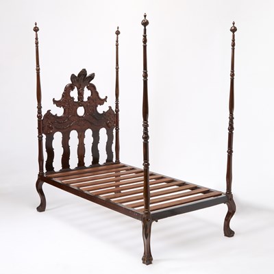Lot 290 - Portuguese Rococo Carved Jacaranda Four-Post Bedstead