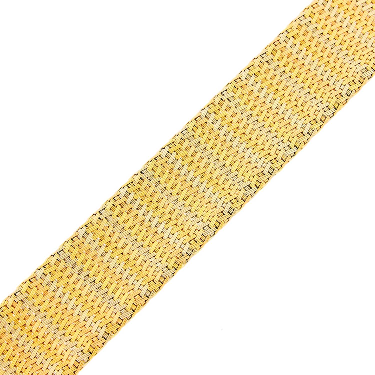 Lot 1041 - Wide Tricolor Gold Bracelet