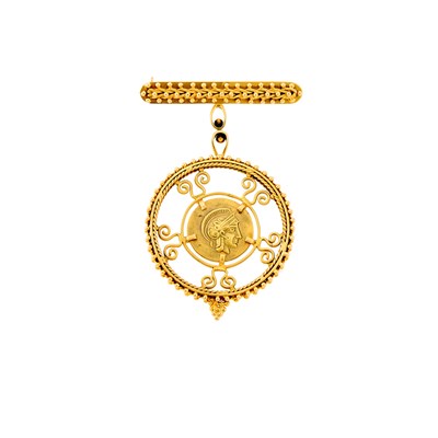 Lot 1140 - Gold Medallion Lapel-Brooch