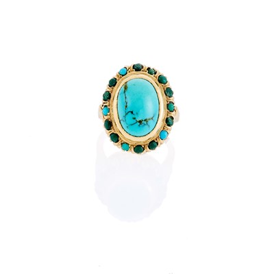 Lot 1133 - Gold and Matrix Turquoise Ring