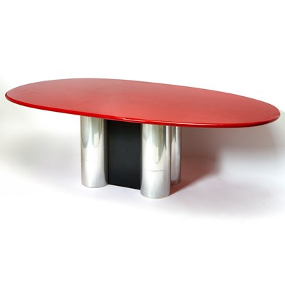 Lot 97 - Nicos Zographos Custom-Made Lacquer and Tubular Steel Dining Table