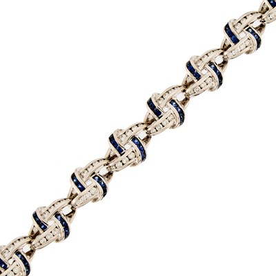 Lot 1060 - Charles Krypell White Gold, Diamond and Sapphire Bracelet