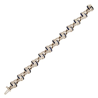 Lot 1060 - Charles Krypell White Gold, Diamond and Sapphire Bracelet