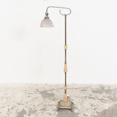 Lot 131 - Art Deco Style Metal and Alabaster Floor Lamp