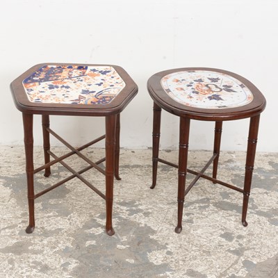 Lot 136 - Two Mahogany Porcelain Inlaid Low Tables