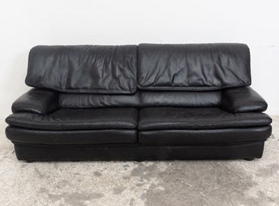 Lot 133 - Roche Bobois Black Leather Sofa