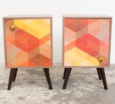 Lot 129 - Pair of Mid Century Modern Style Bedside Cabinets