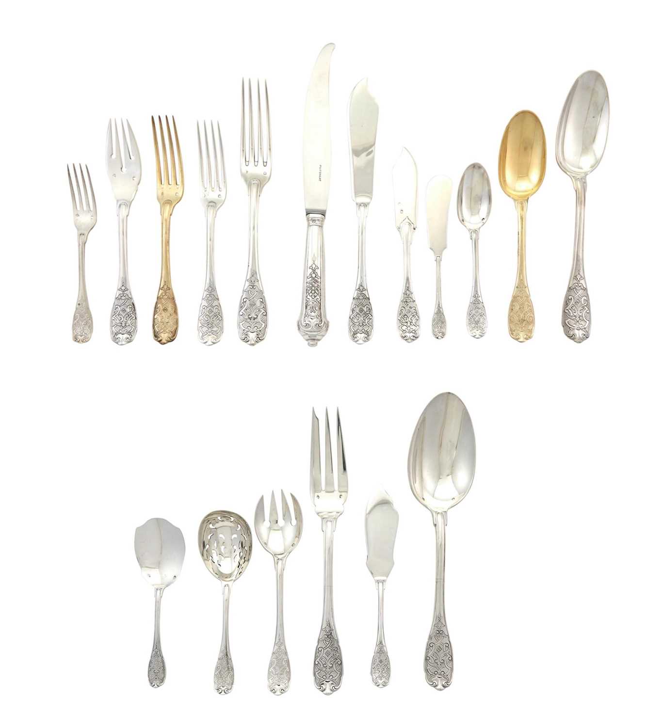 Lot 204 - Puiforcat Sterling Silver "Elysee" Pattern Flatware Service