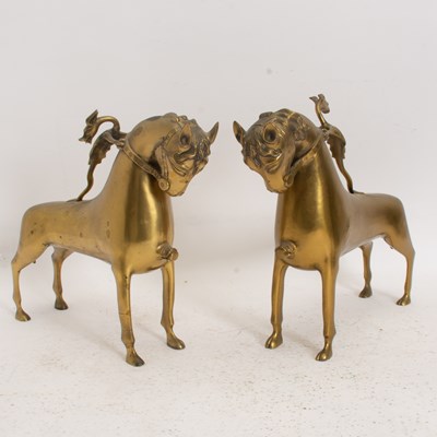 Lot 141 - Pair of Brass Horse Form Aquamaniles