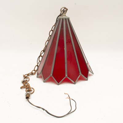 Lot 142 - Red Glass Hanging Lamp