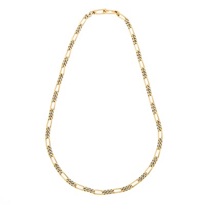 Lot 2245 - Two-Color Gold Figaro Link Necklace