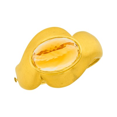 Lot 1150 - Gold and Citrine Bangle Bracelet